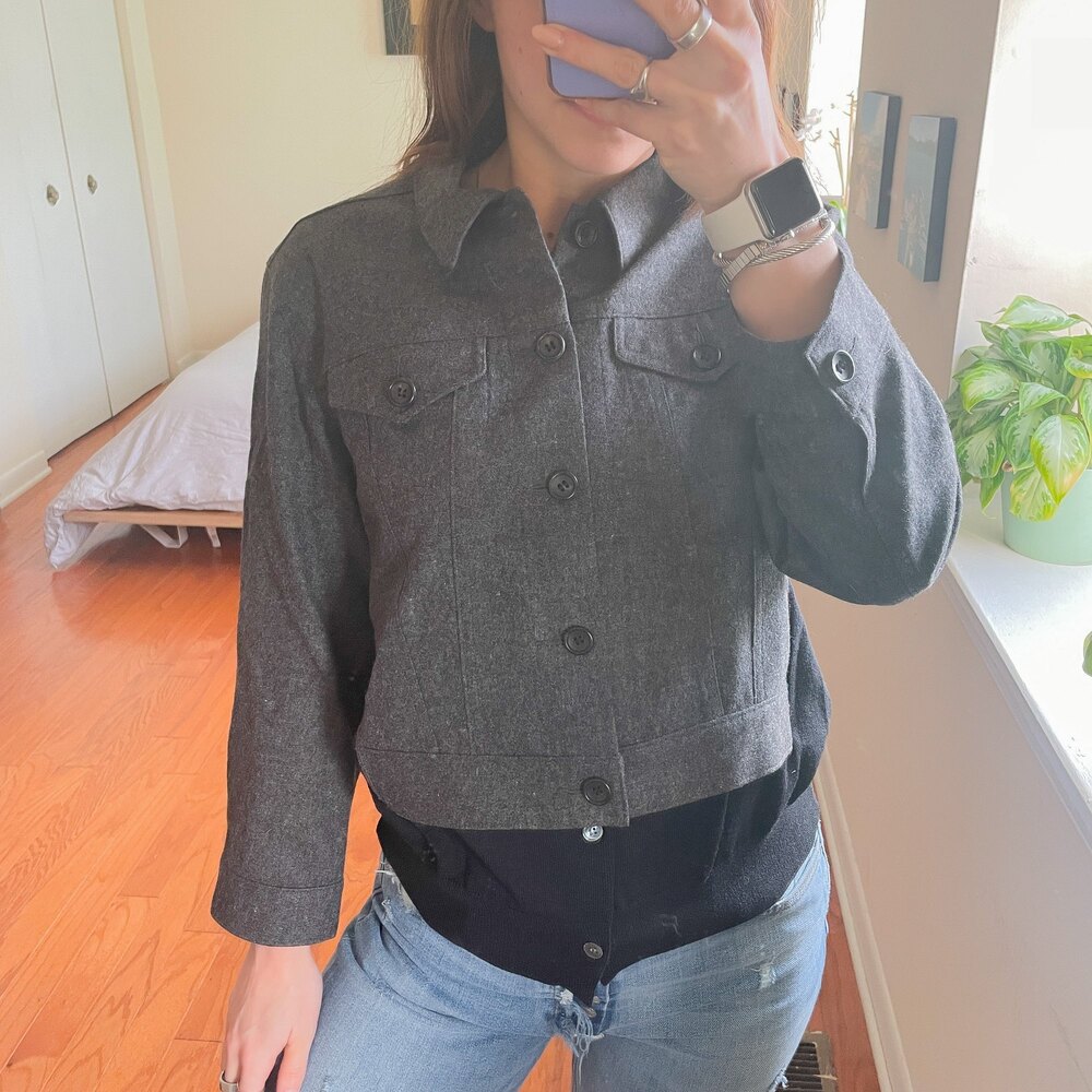 Comme Des Garcons Paneled Two Layer Cardigan Jacket Gray Size Medium